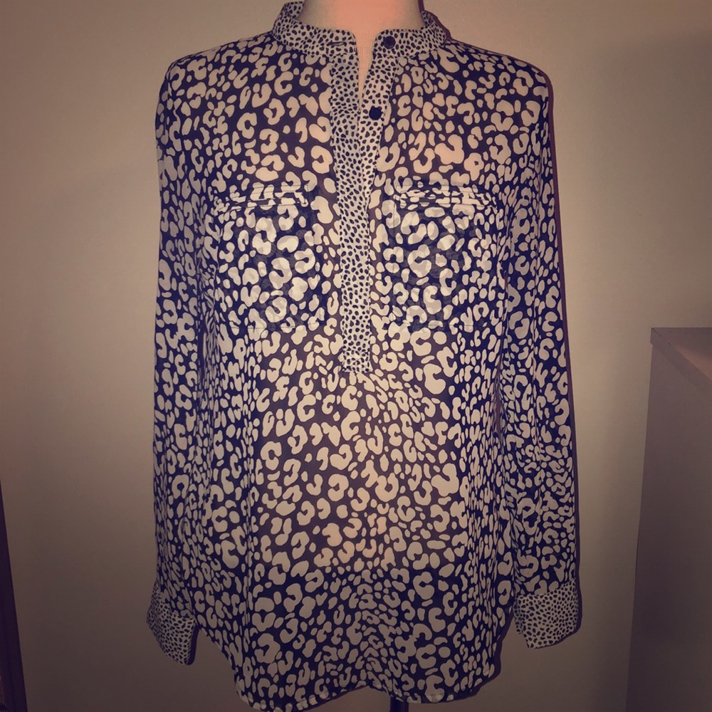 Work blouse chiffon animal print